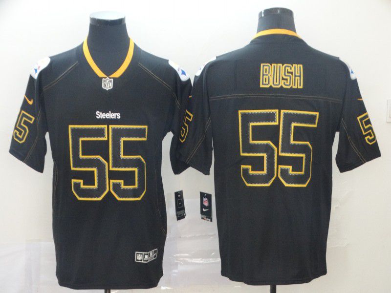 Men Pittsburgh Steelers #55 Bush Nike Lights Out Black Color Rush Limited NFL Jerseys->women nfl jersey->Women Jersey
